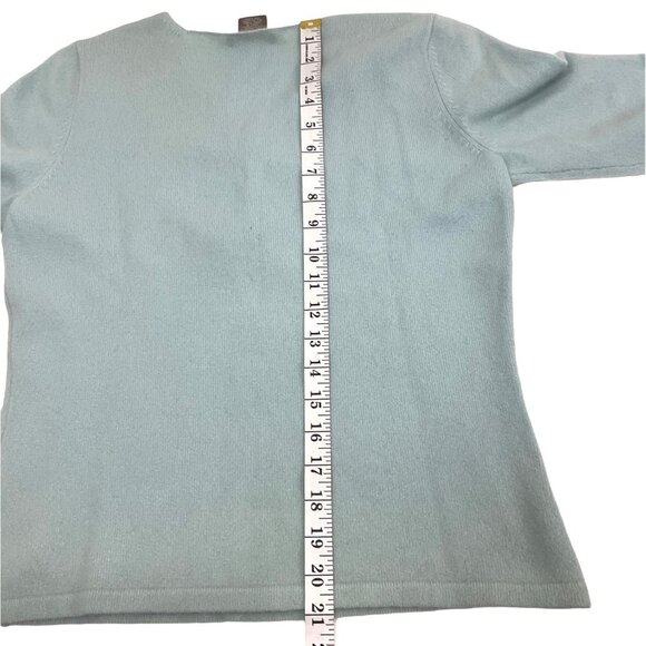 Kenar Medium Green Cashmere  V-neck Blue Long Sleeve Cashmere Sweater 10d - Picture 8 of 9